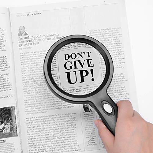 JMH Magnifying Glass with Light, 3X Handheld Large Magnifying Glass 12 LED Illuminated Lighted Magnifier for Macular Degeneration, Seniors Reading