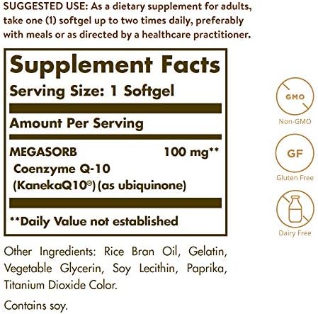 Solgar Megasorb CoQ-10 100 mg, 90 Softgels - Supports Healthy Aging | Coenzyme Q10 Supplement, Enhanced Absorption, Non-GMO, Gluten Free