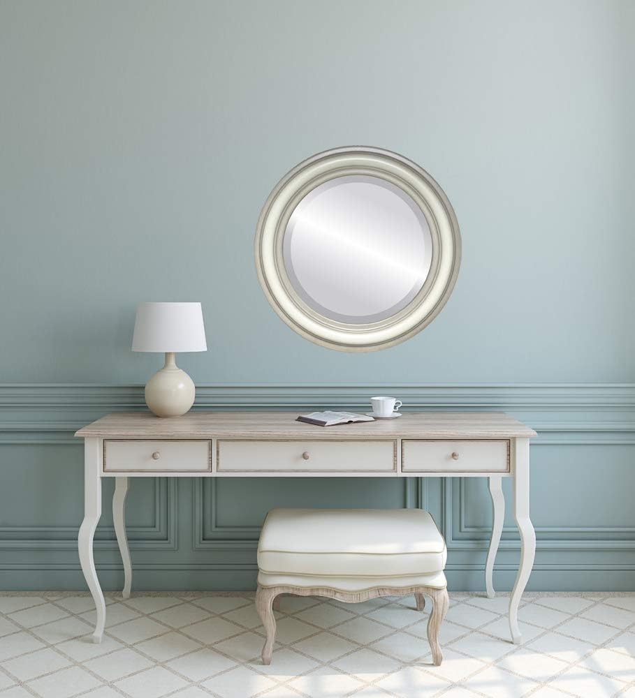 OVALCREST Round Beveled Wall Mirror for Home Decor - Philadelphia Style - Rubbed Bronze - 22x22 Outside Dimensions