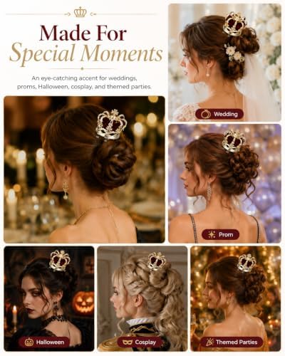 PRETYZOOM 3D Mini Queen Crown Hair Clip for Women