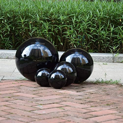 10 inch Gazing Ball, Black Garden Sphere Mirror Globe, Polished Reflective Smooth Ball, Durable Shiny Decoration for Garden, Patio, Yard, Home