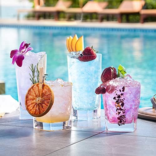 Le'raze Collins Everyday Drinking Glasses Set of 16 Drinkware Kitchen Glasses for Cocktail, Iced Coffee, Beer, Ice Tea, Wine, Whiskey, Water