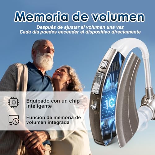 Britzgo BHA-220D Silver Hearing Amplifier, Modern and Fashion Designed Adjustable Tube to Fit Both Ears, Silver/Gray