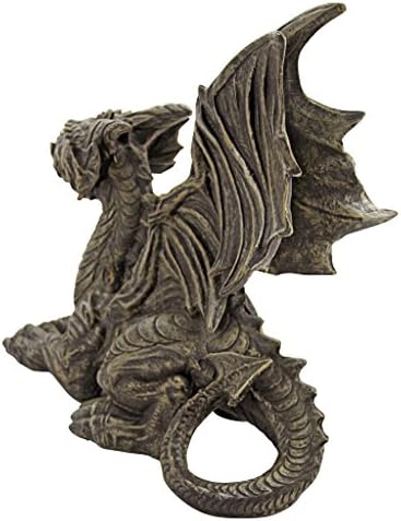 Design Toscano The Dragon of Falkenberg Castle Moat Lawn Garden Statue, 28 Inch Long, 14 Inch Tall, Cast Stone Resin, Gray Stone Finish