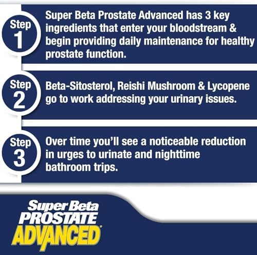 SUPER BETA PROSTATE Advanced - Prostate Health Supplements for Men, 60ct | Reduce Bathroom Trips, Promote Sleep