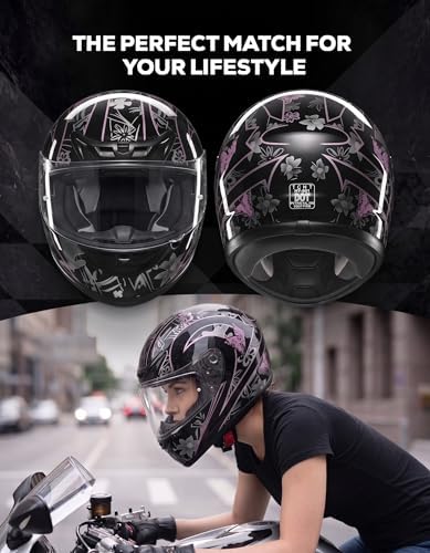 Full Face Motorcycle Helmet Adult ATV Helmet DOT Approved | Ultra-Lightweight, with Anti-Fog Visor, Breathable Liner, For Street Bike