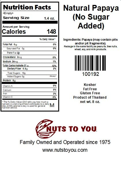 Nuts To You All Natural Dried Papaya Spears Snacks | Dried Papaya Slices No Sugar Added No Sulphur Non GMO | Gluten Free Healthy Snacks for Kids and