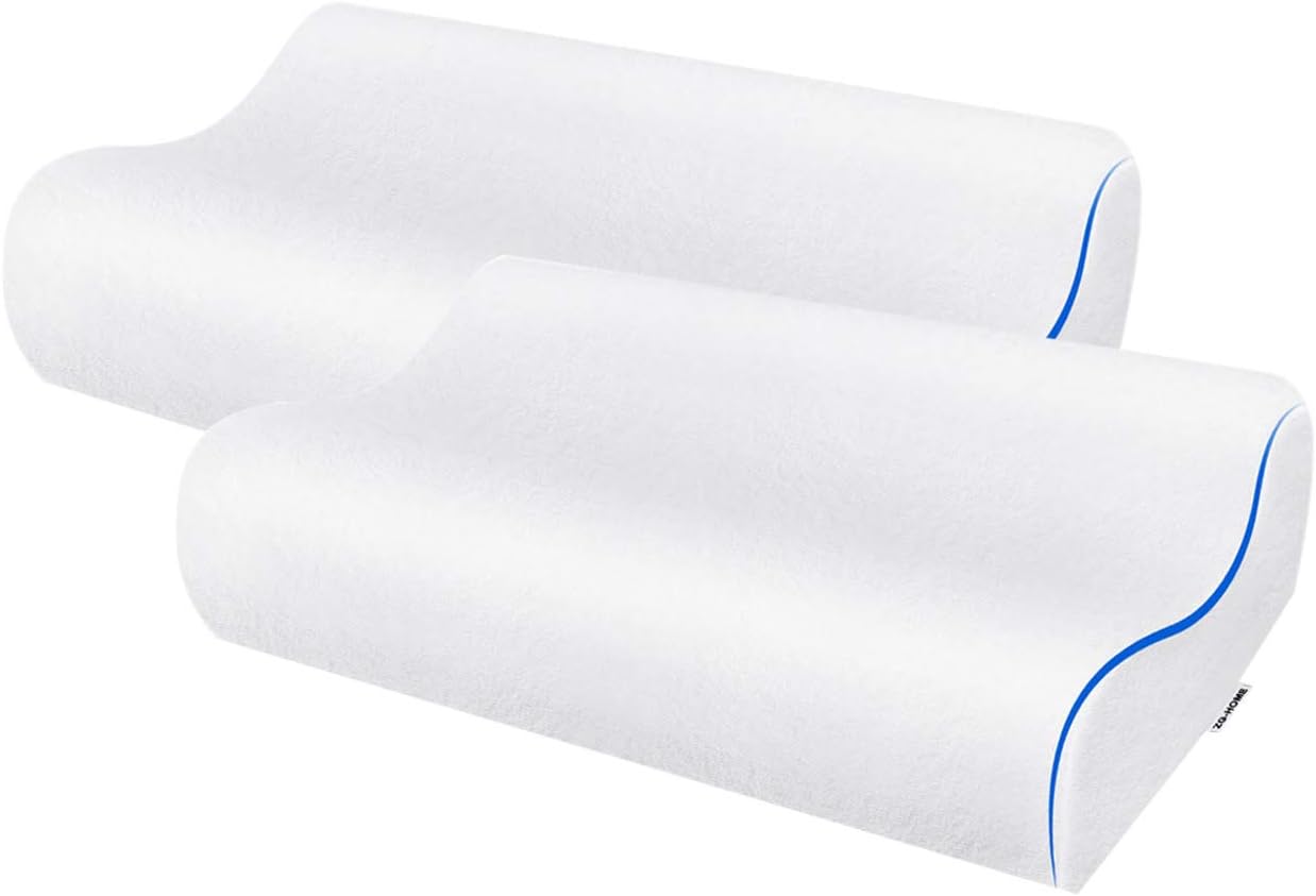 ZG-Home Memory Foam Pillow, Neck Pillow, Cervical Pillow for Neck Pain, Orthopedic Contour Pillow for Back, Side