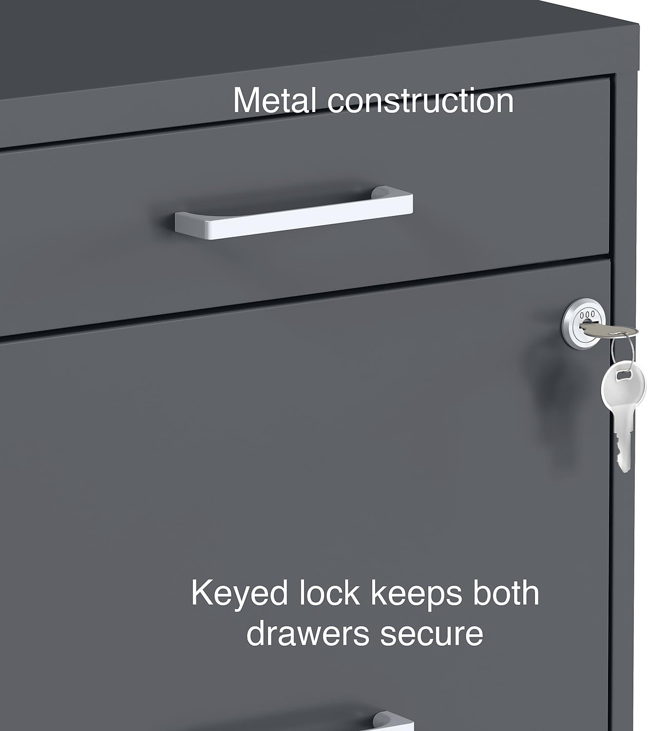 Staples 3-Drawer Vertical File Cabinet, Letter Size Documents, Lockable & Mobile, 18.9" D x 14.3" W x 26.9" H, White