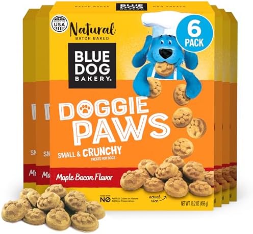 Blue Dog Bakery Natural Dog Treats, Doggie Paws, Maple Bacon Flavor, 16.2oz (1 Count) | Crunchy Oven-Baked Dog Treat Biscuits, Maple Bacon Flavor, Made with Real Premium Wholesome Ingredients in the USA