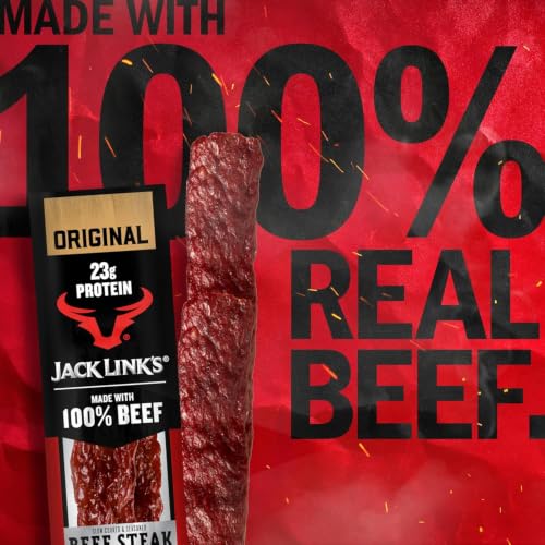 Jack Link's Beef Steak, Original - Protein Snacks, Jerky Meat Snack with 23g of Protein, Made with 100% Beef, Individually Wrapped Bulk Snack Pack, Keto Friendly - 2 Oz. (12 Count)