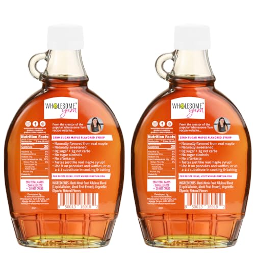 Wholesome Yum Zero Sugar Maple Syrup, Monk Fruit Allulose Keto Maple Syrup