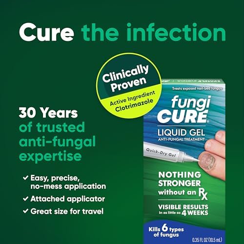 FUNGICURE Medicated Liquid Gel - Maximum Strength 0.35 Fluid Ounce | Cures fungal infections & kills 6 types of fungus. Clinically proven