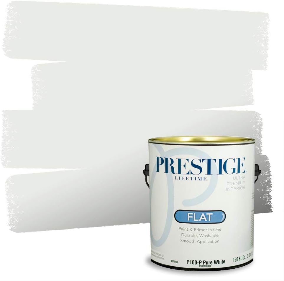 PRESTIGE Paints Exterior Paint and Primer In One, 1-Gallon, Semi-Gloss, Comparable Match of Sherwin Williams* Pure White*