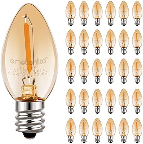 Emotionlite C7 LED Candelabra Bulbs, E12 Base, Warm White 2700K, 4 Pack | lear LED chandelier bulbs, 4W/5W/6W/7W incandescent equivalent with E12 candelabra base