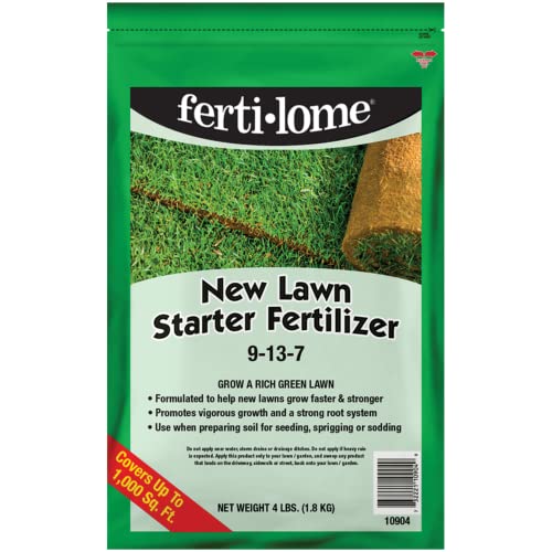 Fertilome (10906) New Lawn Starter Fertilizer 9-13-7, 20 lbs | 9-13-7 seed & sod starter - Develops roots before rapid growth, safe for new lawns - Lawn starters