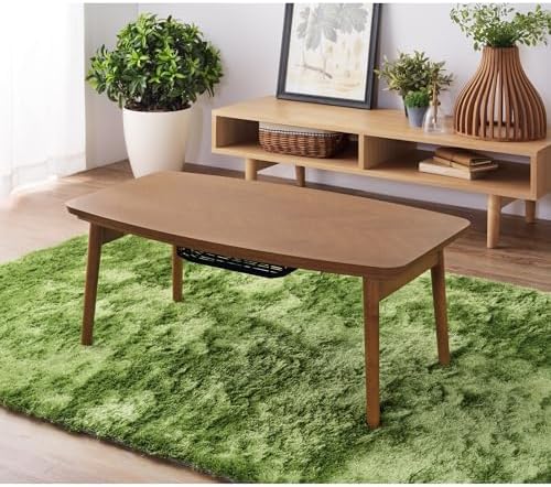 AZUMAYA Kotatsu Heater Folding Legs Table W36.0 x D20.0 x H14.5 Inches Natural Oak and Rubber Wood Material Home and Living Herringbone Pattern Table Top Wood Brown Color KT-111