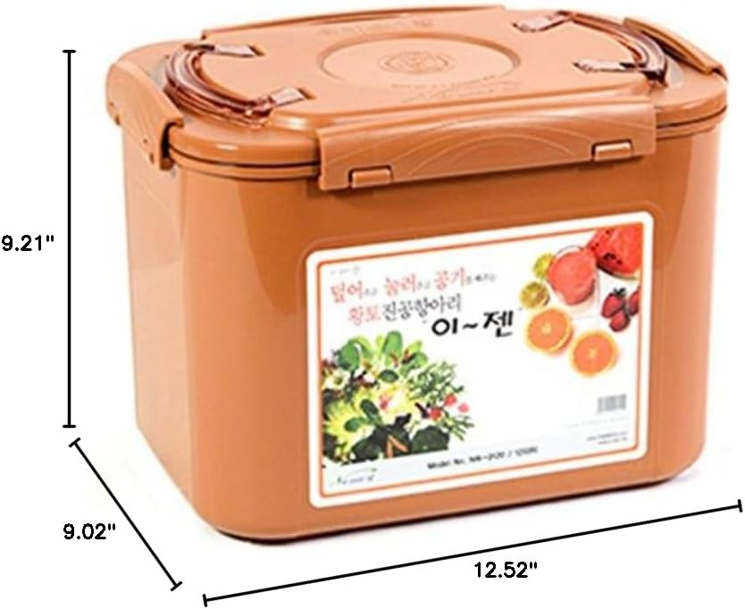 Premium Kimchi, Sauerkraut Container Probiotic Fermentation with Inner Vacuum Lid (Earthenware Brown, 0.45 gal/ 1.7L)