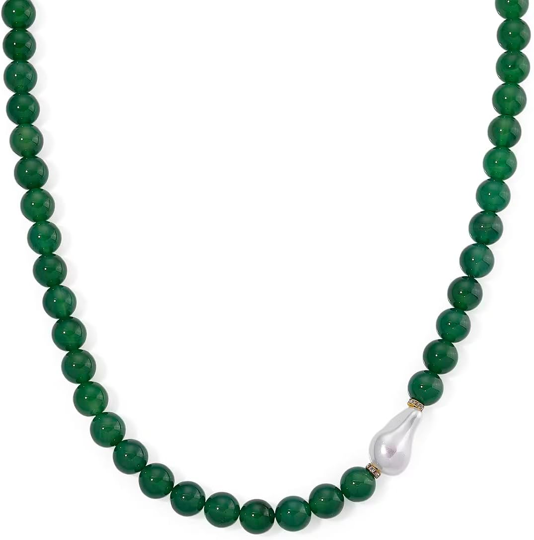 Onyx Baroque Shell Pearl Cubic Zirconia 405.00 ctw Necklace Steel 20"