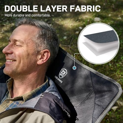 EVER ADVANCED Reclining Camping Chairs for Adult Supports 350lbs Grey | Lightweight, Folding Recliner with Adjustable Back, 4-Level Lounge Chairs