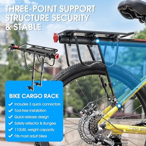West Biking 110Lb Capacity Almost Universal Adjustable Bike Cargo Rack Cycling Equipment Stand Footstock Bicycle Luggage Carrier Racks with