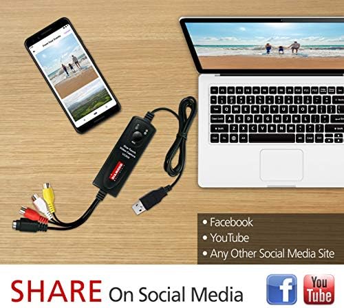 Diamond Multimedia VC500 One Touch VHS to Digital Converter – Capture & Convert VHS to Digital Files or DVD, Easy-to-Use Software, Windows 11,10 & Mac Compatible