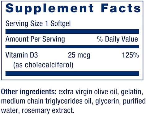 Life Extension Vitamin D3 25 mcg (1000 IU), Immune System Support, Bone Health, Whole-Body Health, Value Size, Gluten-Free, Non-GMO, 250 softgels | Bone Health, Cognitive Health & Immune System Support, Gluten-Free & Non-GMO, Once Daily for a Two-Month S…