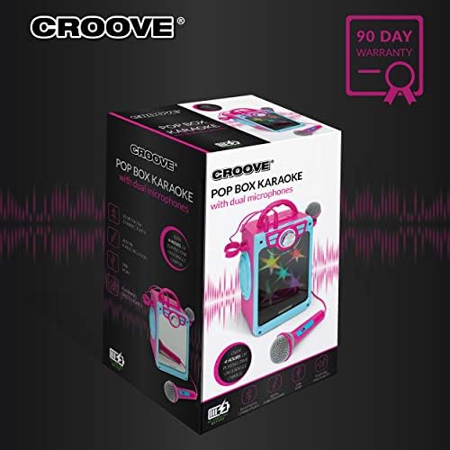 Rechargeable Pink Karaoke Machine, 2 Microphones, Bluetooth, Girls Ages 8+