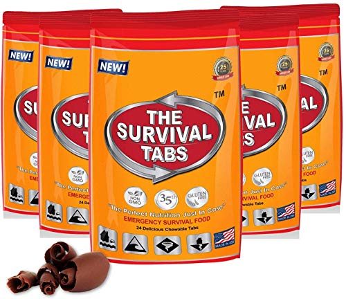 Survival Tabs – Emergency Food Supply – 10-Day Chocolate Tabs, High-Protein | Loaded with 15 key vitamins and minerals for everyday energy needs - fits neatly in backpacks, glove boxes, or pantry shelves