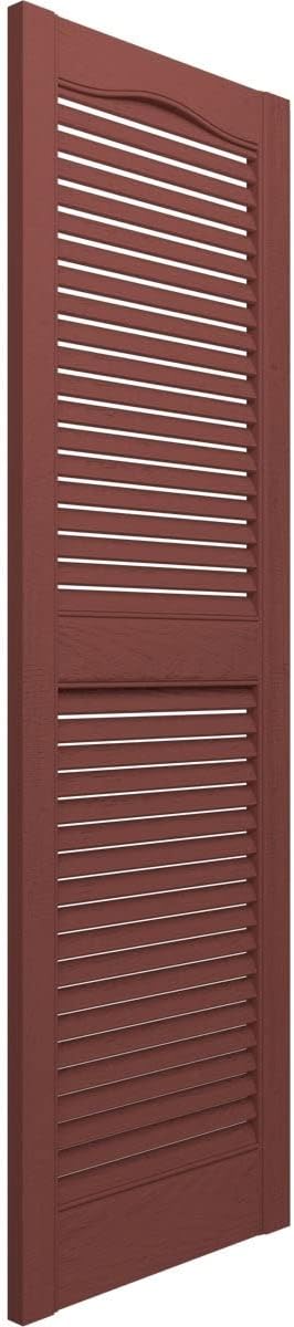 Ekena Millwork Lifetime Vinyl LL1S12X05200BL Standard Cathedral Top Center Mullion, Open Louver Vinyl Shutters, w/Installation Shutter-Lok's & Matching Screws (Per Pair), 12"W x 52"H, Black