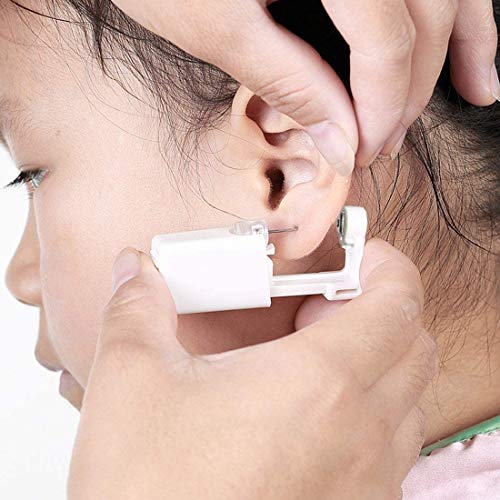 XUKEKOY 2 Pack Self Ear Piercing Gun Earring Disposable Piercing Kit No Pain Easy Use Ear Piercing Gun Kit Tool with Stud (Wihte Gold)