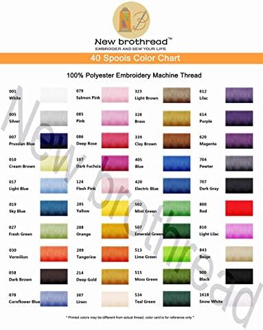 New brothread 40 Colors Polyester Embroidery Machine Thread Kit | Colors Compatible with Brother, 40WT, 500M/550Y spool