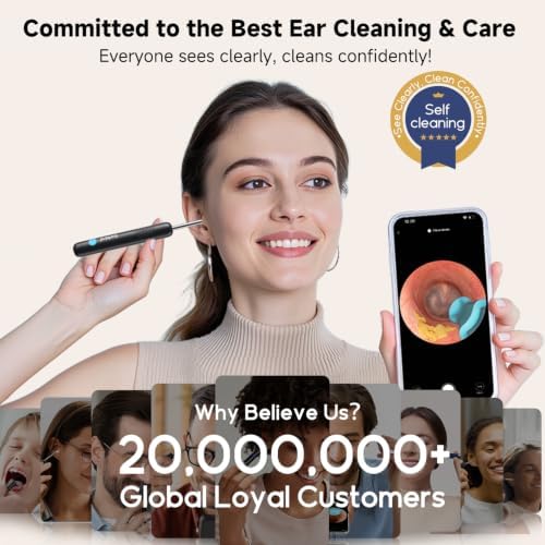 BEBIRD R1 Ultra Ear Wax Removal Tweezers:1296P HD Ear Camera Cleaner, Black
