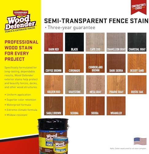 Wood Defender - Semi-Transparent Fence Stain- Sable Brown- 5 Gallon