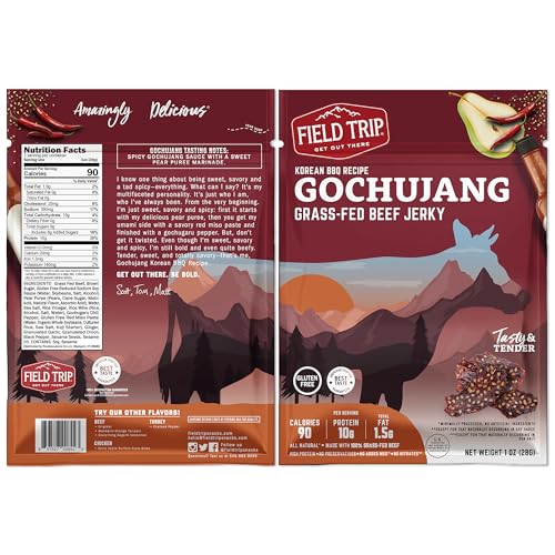 Field Trip Beef Jerky, Original, 1 Oz Bag, 12 Bags/carton | Grass Fed Beef Jerky, Healthy Gluten Free Snacks, All Natural, Paleo-Friendly Beef Jerky, High Protein, Low Carb, No Nitrates