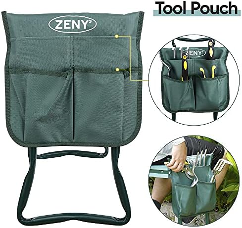 ZENY Folding Garden Kneeler Seat Gardening Workseats Portable Garden Bench Stool with Thicken Foam Kneeling Pad and Tools Pouch