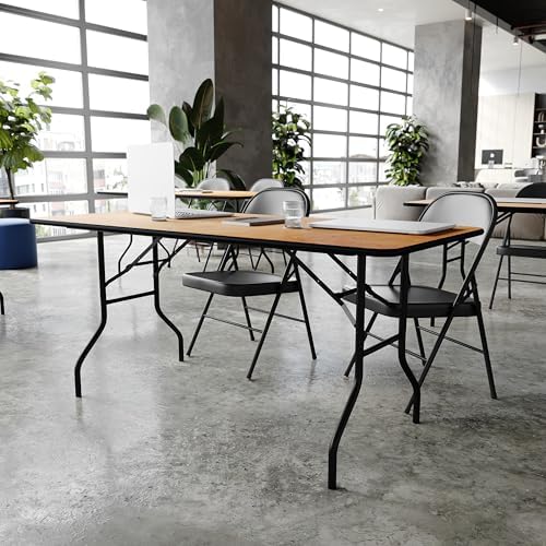 Flash Furniture 6 ft Folding Clear Coat Rectangular Banquet Table, Clear | Wood, Durable Construction, Commercial Use