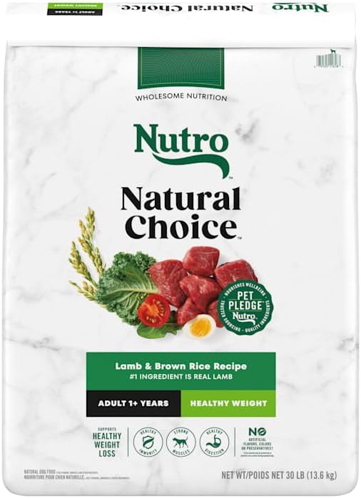 Nutro Natural Choice Healthy Weight Dry Dog Food, Chicken & Rice, 30 lb | Non-GMO, Chicken #1 ingredient, no corn, wheat, soy, supports weight loss, skin & coat, digestive & immune health