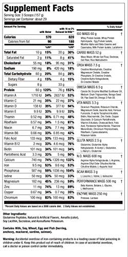 Ultimate Nutrition ISO Mass Xtreme Gainer, Chocolate Milk, 10 lb | 60g Whey Protein Blend, 60g Complex Carbs, 7 Types Of Creatine, 4 Types Glutamine, Lean Mass Gainer For Recovery