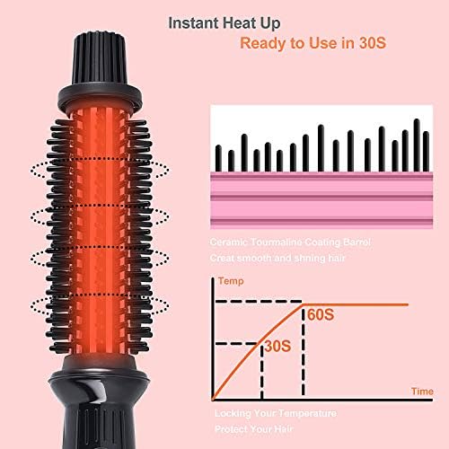 LOVANI Curling Iron Brush,Hair Curling Wand with 1 Inch Ceramic Tourmaline Ionic Barrel,Dual Voltage Instant Heat Up Travel Hair Curler