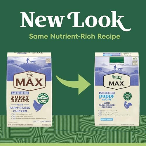 Nutro Max Puppy Recipe Dry Dog Food, Farm-Raised Chicken, 12 lb | 100% complete & balanced, omega 3 & 6 fatty acids, supports digestion & skin, no artificial preservatives or colors