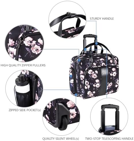 KROSER 15.6 Inch Rolling Laptop Computer Bag,Wheeled Briefcase for women