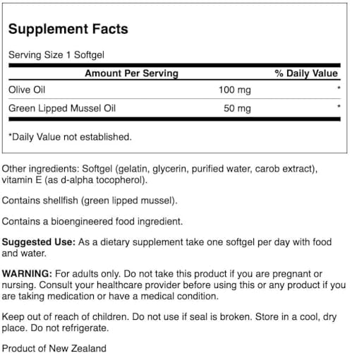 Swanson New Zealand Green Lipped Mussel Oil, 30 Softgels | Supports Joint Comfort and Mobility, Whole-Food Source of Chondroitin Sulfate, Minerals and Nutrients for Joints