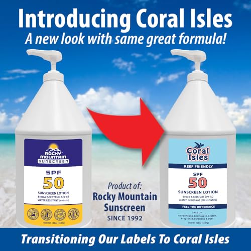 Coral Isles SPF 50 Sunscreen Pump Reef Compliant Broad Spectrum 128 Fl Oz