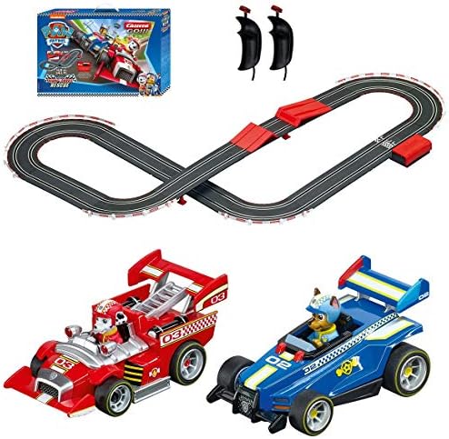 Carrera GO 63514 Official Licensed PAW Patrol Battery Operated 1:43 Scale Slot Car Racing Toy Track Set with Jump Ramp Featuring Chase and Marshall