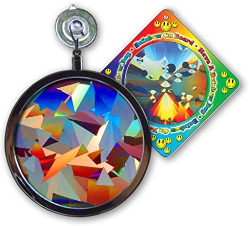 Rainbow Symphony- Rainbow Prism Suncatcher for Window, Crystal Pattern, Includes a Bonus Rainbow on Board Sun Catcher, Made in USA