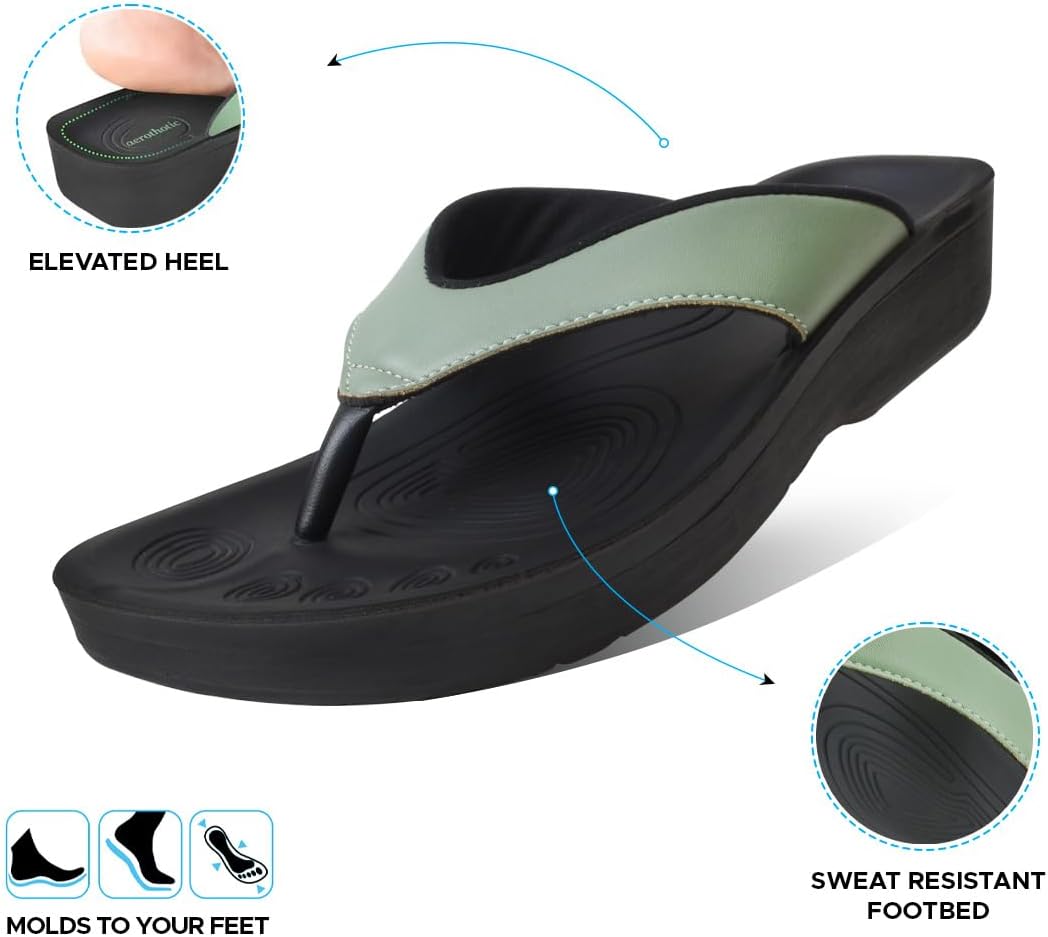 AEROTHOTIC Comfortable Arch Support Flip Flops for Women Orthotic Sandals