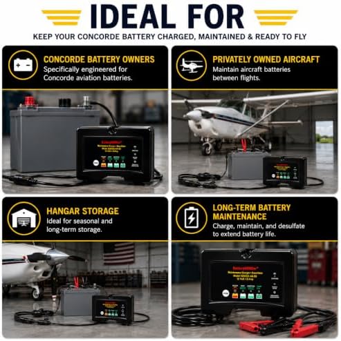128CEC2-AA-S5 12V 8A Aviation Battery Charger | Calibrated for Concorde Batteries | Aircraft Battery Maintainer & Desulfator