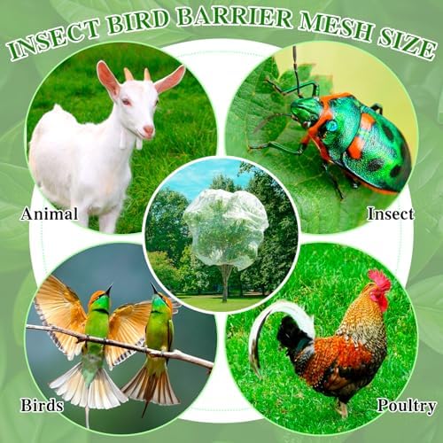 Insect Bird Barrier Mesh, 3.5 x4.6FT Garden Netting Barrier with Drawstring