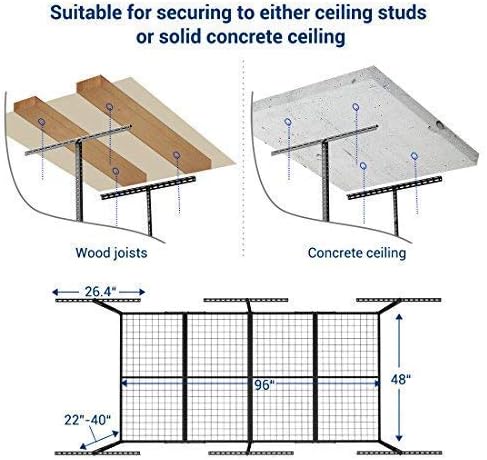 FLEXIMOUNTS 4x8 Overhead Garage Storage Rack with Hooks, Black